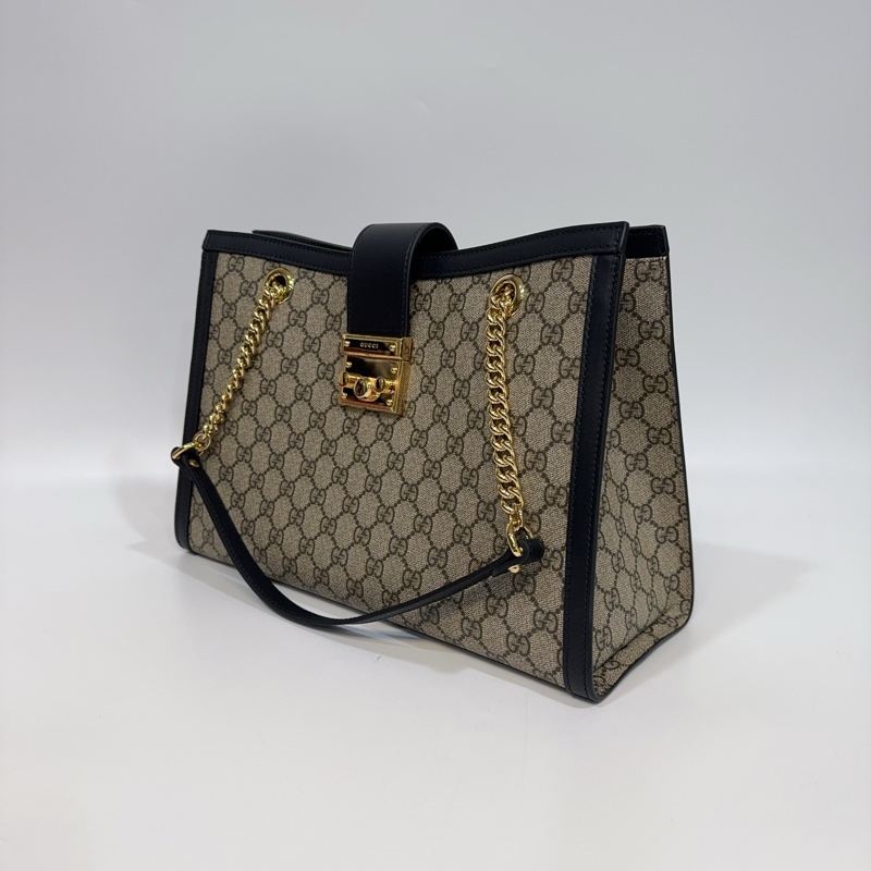 Gucci原花拼黑邊padlock gg 中型肩背包-5