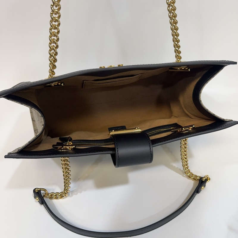 Gucci原花拼黑邊padlock gg 中型肩背包-7