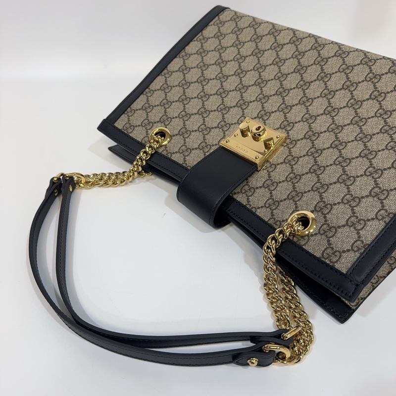 Gucci原花拼黑邊padlock gg 中型肩背包-8