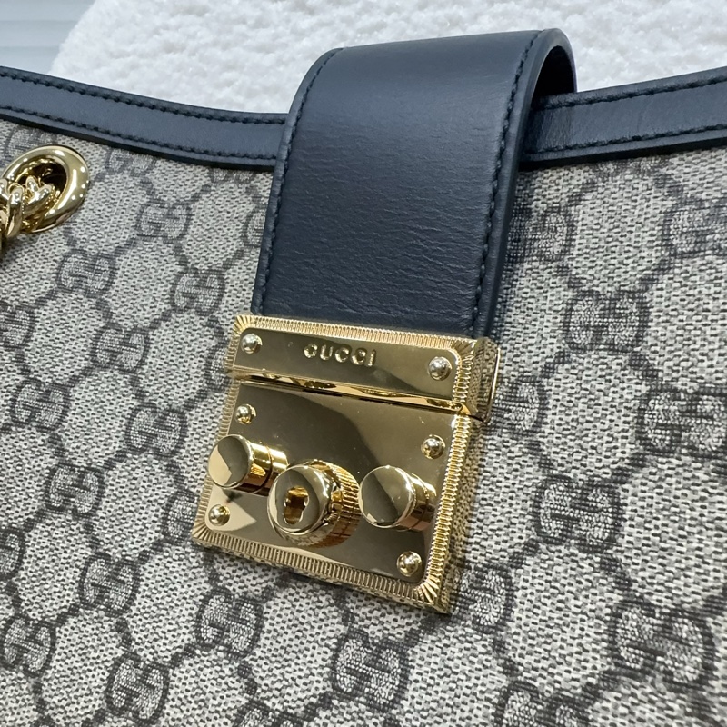 Gucci原花拼黑邊padlock gg 中型肩背包-17