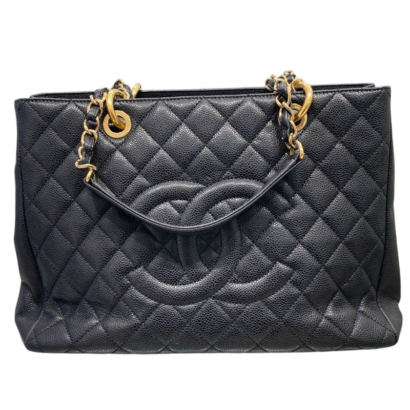 CHANEL 香奈兒 荔枝牛皮 GST 金鍊肩背包  黑色-0