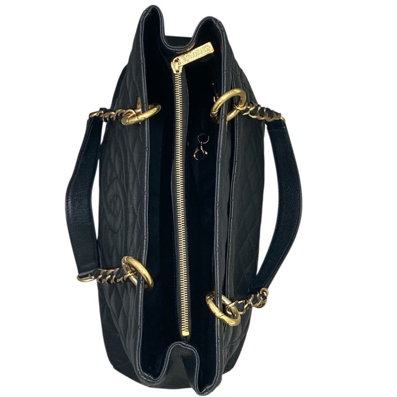 CHANEL 香奈兒 荔枝牛皮 GST 金鍊肩背包  黑色-5
