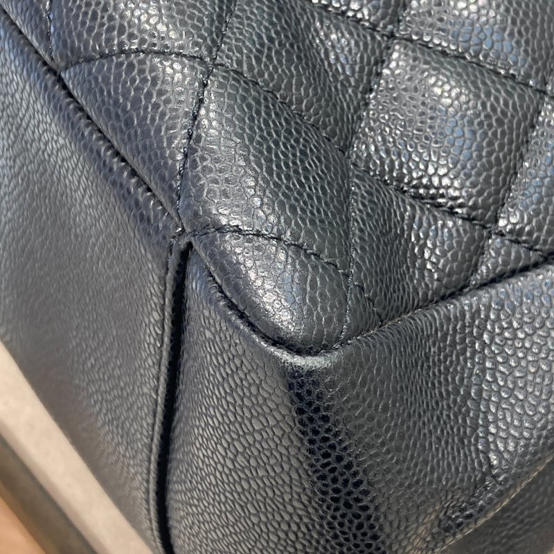 CHANEL 香奈兒 荔枝牛皮 GST 金鍊肩背包  黑色-9