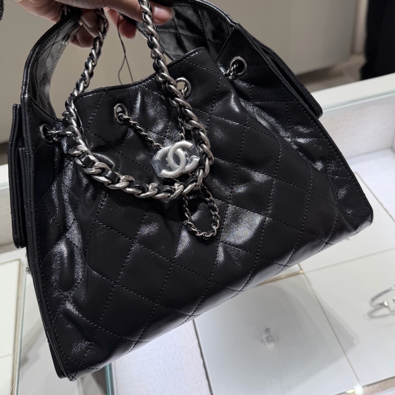 Chanel 黑銀油臘小號/ mini 全新品 25bag 新款皮革🖤-0