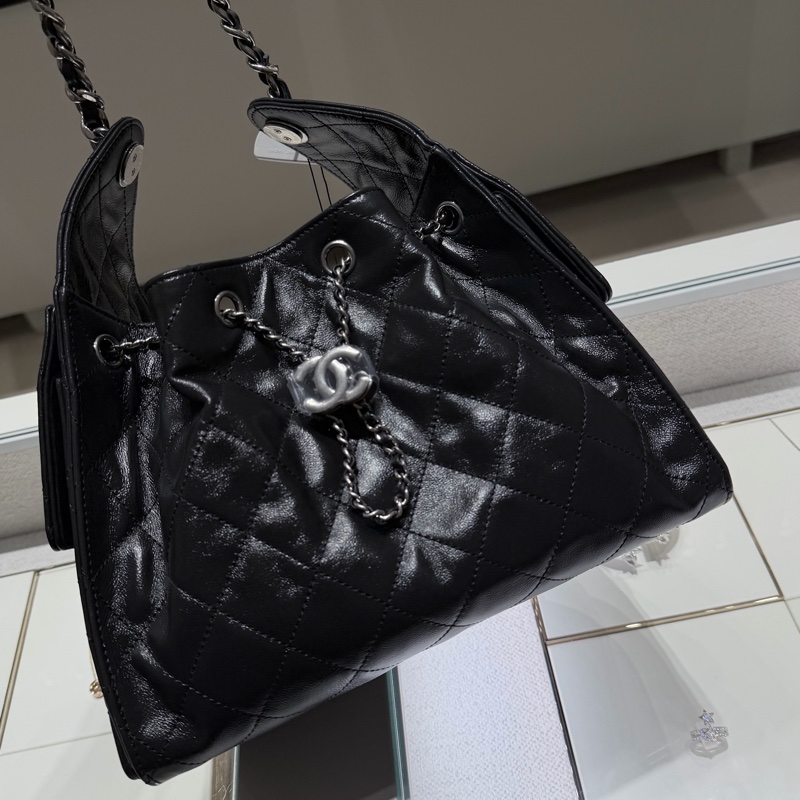 Chanel 黑銀油臘小號/ mini 全新品 25bag 新款皮革🖤-1