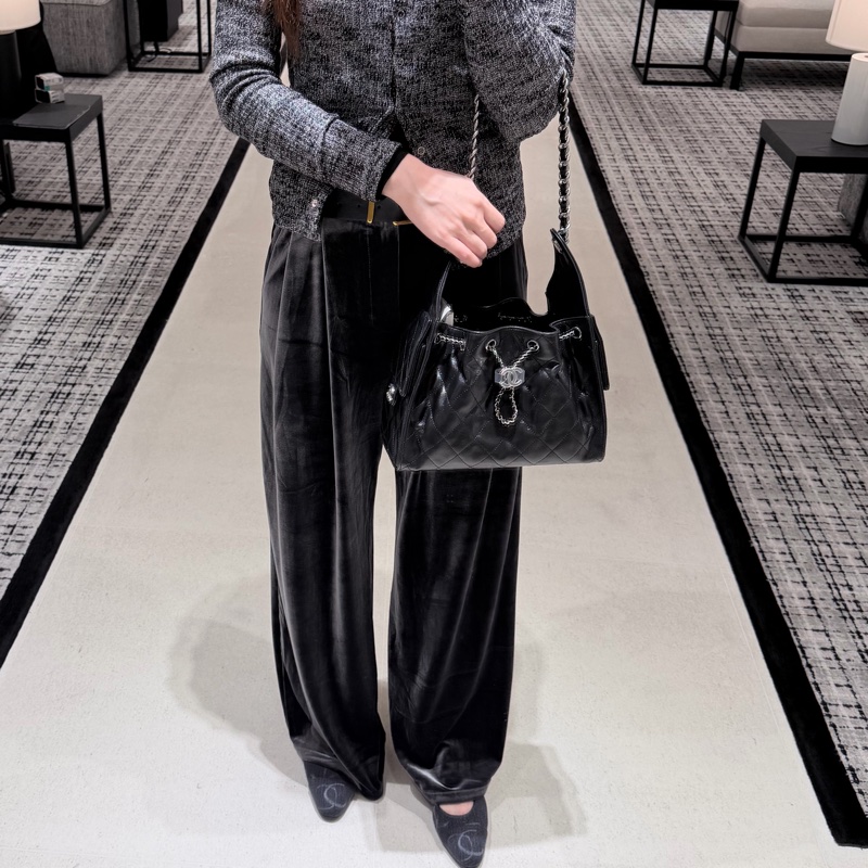 Chanel 黑銀油臘小號/ mini 全新品 25bag 新款皮革🖤-5