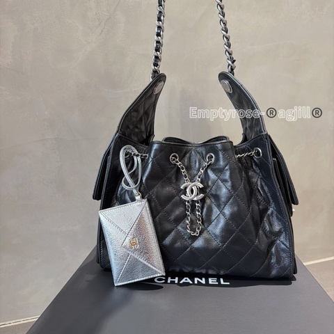 Chanel 黑銀油臘小號全新品 25bag 最新限量油臘皮革+黑銀🦋🖤