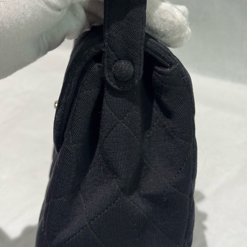 Chanel 97A 稀有 黑銀中古布面kelly 4開 約23cm 配件：身份卡-6