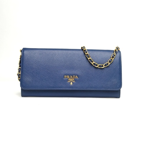 PRADA 藍色牛皮pradawoc鏈條包肩背包