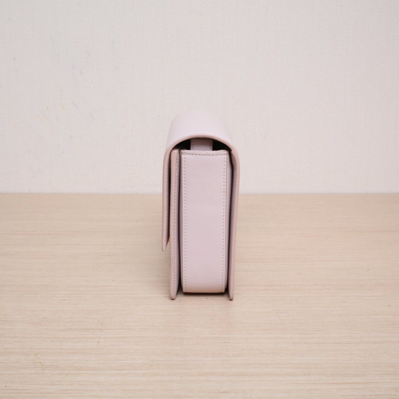 SAINT LAURENT 粉色牛皮橫版豆腐包單肩包-1