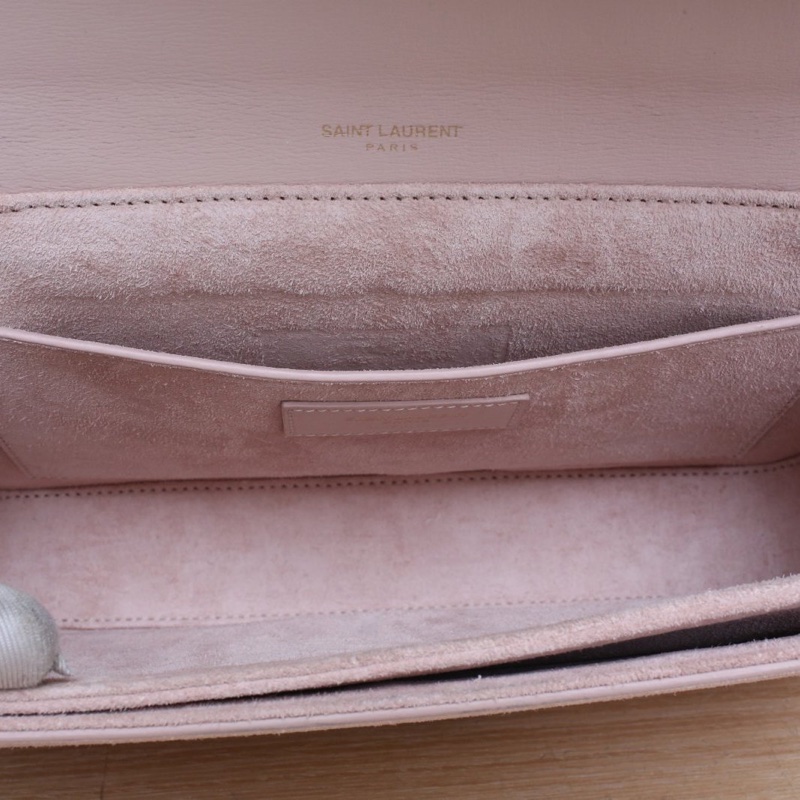 SAINT LAURENT 粉色牛皮橫版豆腐包單肩包-5
