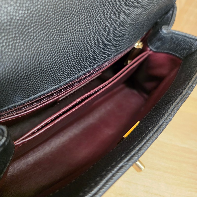 [夯貨經典款,現省3.5萬🥰] Chanel香奈兒 黑荔枝皮淡金釦CoCo Handle手提肩斜背包-14