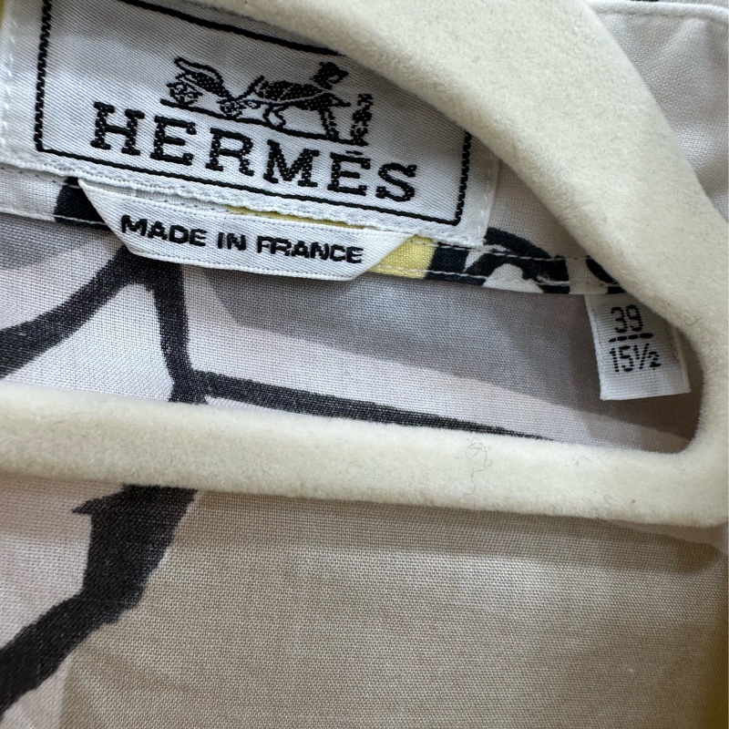 Hermes 駿馬之舞春夏襯衫嫩黃拼淺灰 39碼-2