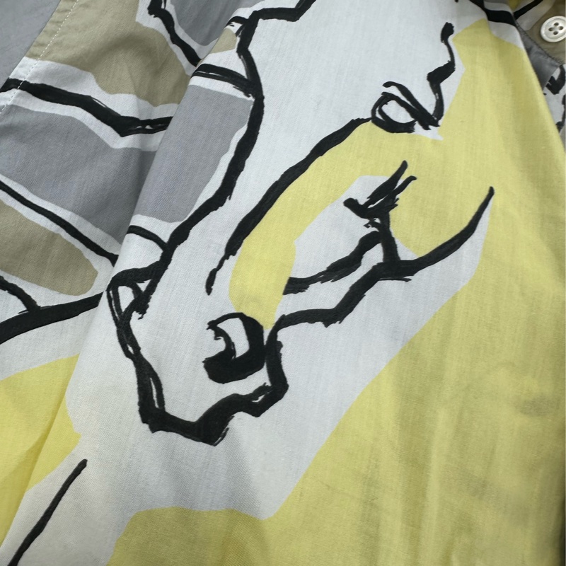 Hermes 駿馬之舞春夏襯衫嫩黃拼淺灰 39碼-4