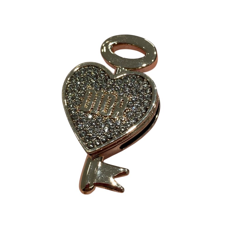 DIOR 迪奧 絲巾扣 背帶掛飾 愛心 鑰匙 玫瑰金 水鑽-4