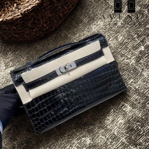 【精選天菜】HERMES 一代  MINI KELLY 黑銀 鱷魚皮 亮面-0