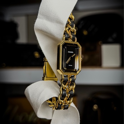上架中🔑Chanel 黑金Premiere首映皮穿鍊腕錶/L號