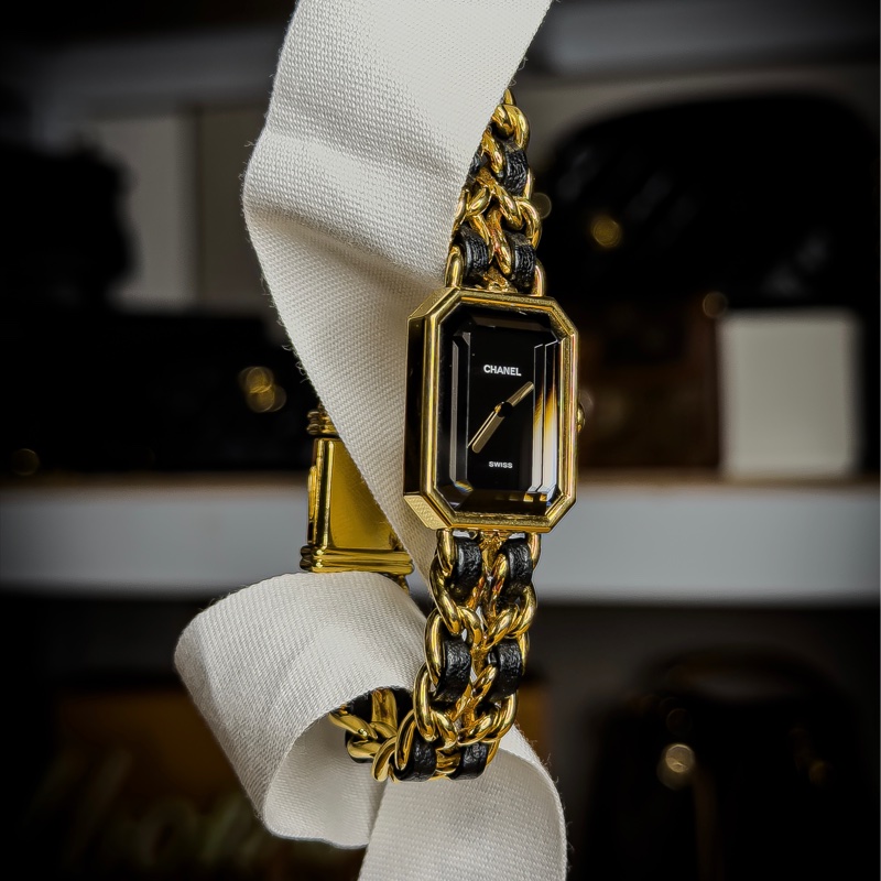 上架中🔑Chanel 黑金Premiere首映皮穿鍊腕錶/L號-0