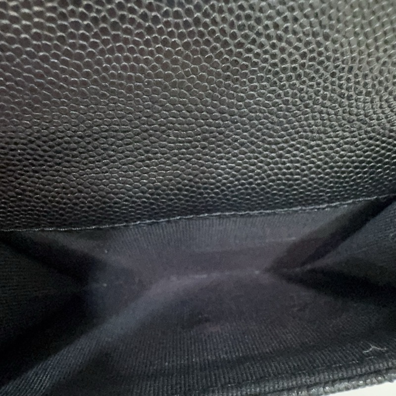 Chanel黑白熊貓logo荔枝牛皮mini三折短夾-23