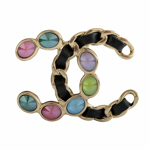 CHANEL CC 皮穿鏈 胸針