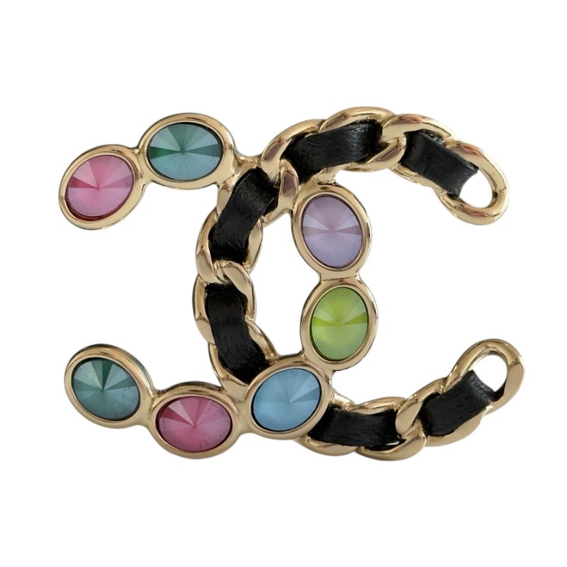 CHANEL CC 皮穿鏈 胸針-0