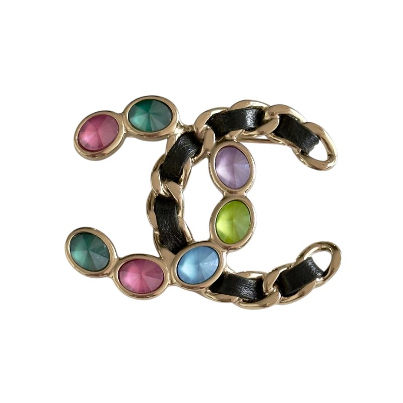 CHANEL CC 皮穿鏈 胸針-2