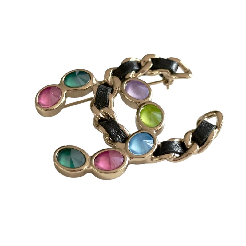 CHANEL CC 皮穿鏈 胸針-3