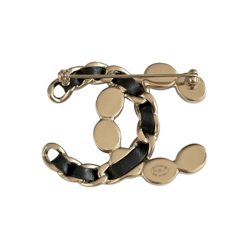 CHANEL CC 皮穿鏈 胸針-5