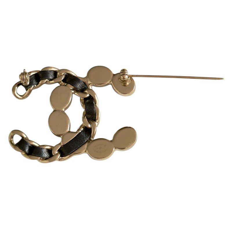 CHANEL CC 皮穿鏈 胸針-7