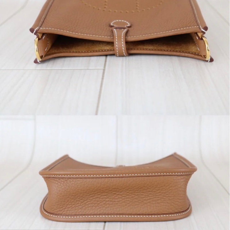 「JL精品代購」極新 Hermes Mini evelyne 金棕金釦-4