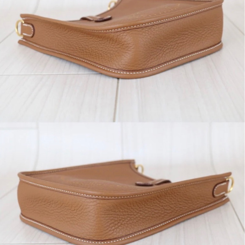 「JL精品代購」極新 Hermes Mini evelyne 金棕金釦-5