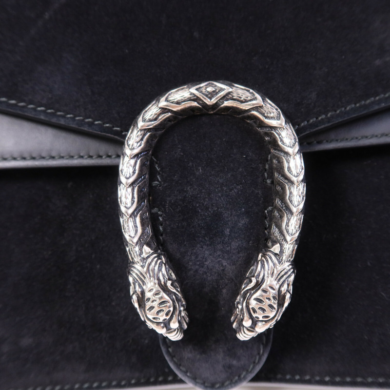 GUCCI 牛皮/麂皮皮革Dionysus銀扣鏈帶肩背袋-6