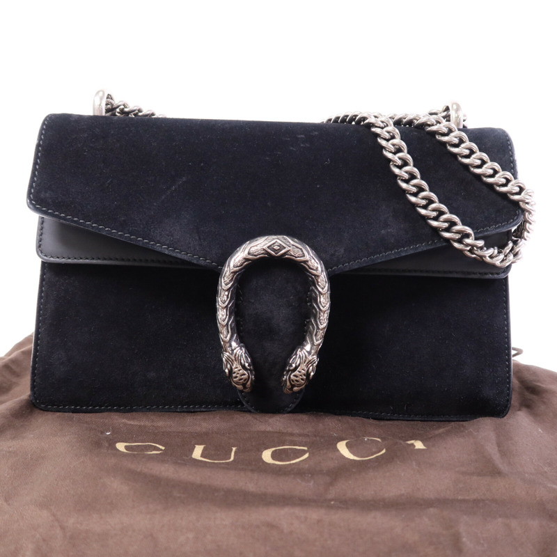 GUCCI 牛皮/麂皮皮革Dionysus銀扣鏈帶肩背袋-8