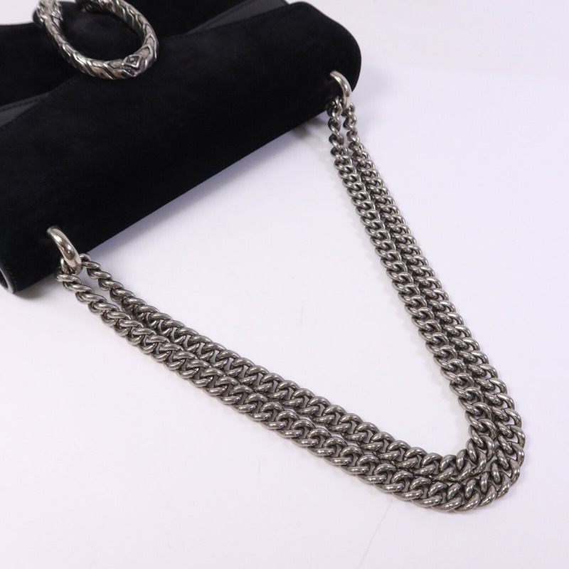 GUCCI 牛皮/麂皮皮革Dionysus銀扣鏈帶肩背袋-9