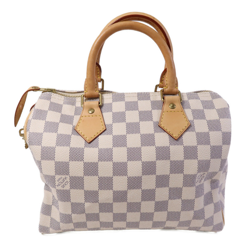 LOUIS VUITTON Damier Azur Speedy 25金扣手挽袋-1
