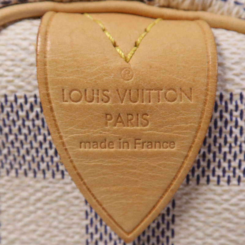 LOUIS VUITTON Damier Azur Speedy 25金扣手挽袋-5