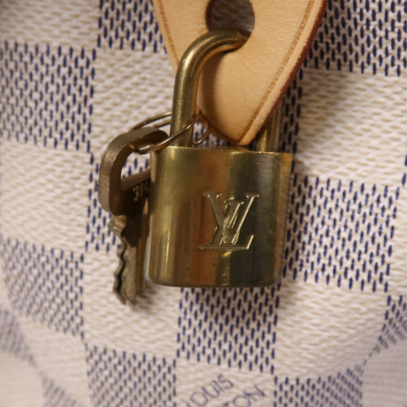 LOUIS VUITTON Damier Azur Speedy 25金扣手挽袋-6