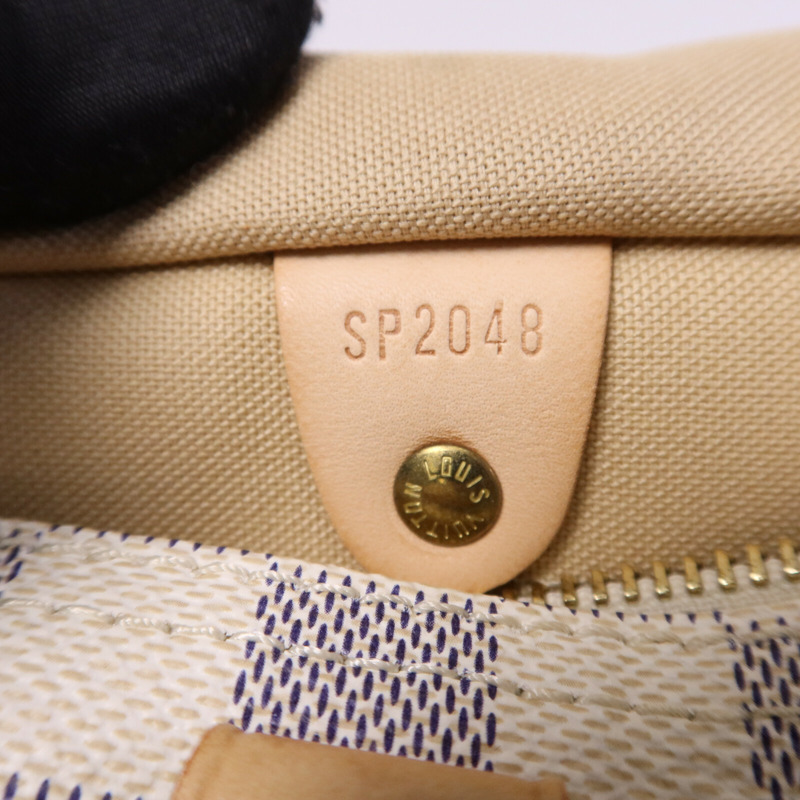 LOUIS VUITTON Damier Azur Speedy 25金扣手挽袋-7