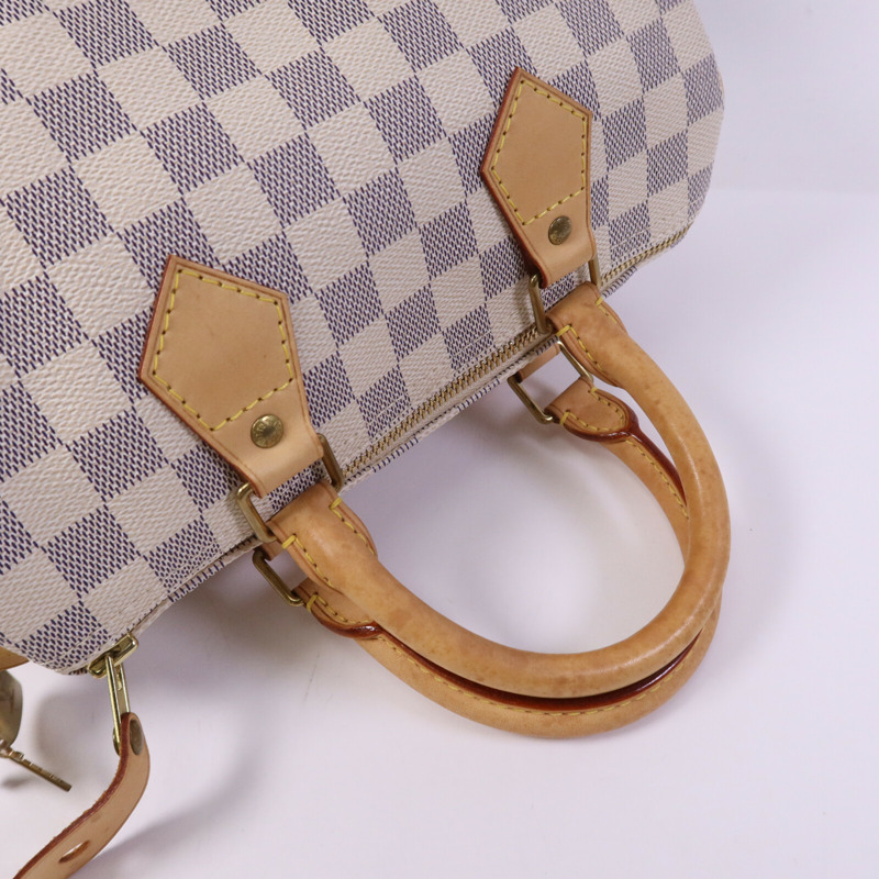 LOUIS VUITTON Damier Azur Speedy 25金扣手挽袋-8