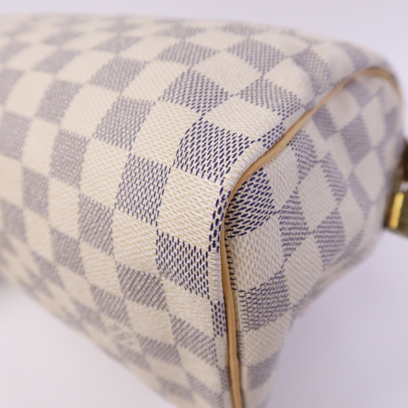 LOUIS VUITTON Damier Azur Speedy 25金扣手挽袋-10