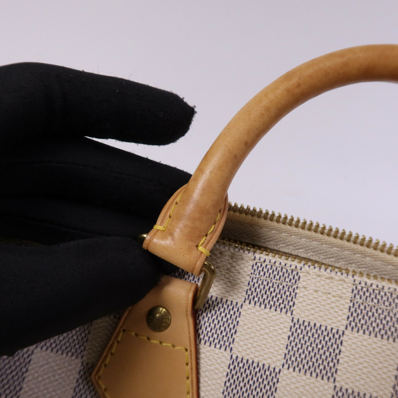 LOUIS VUITTON Damier Azur Speedy 25金扣手挽袋-16