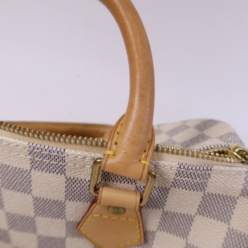 LOUIS VUITTON Damier Azur Speedy 25金扣手挽袋-17