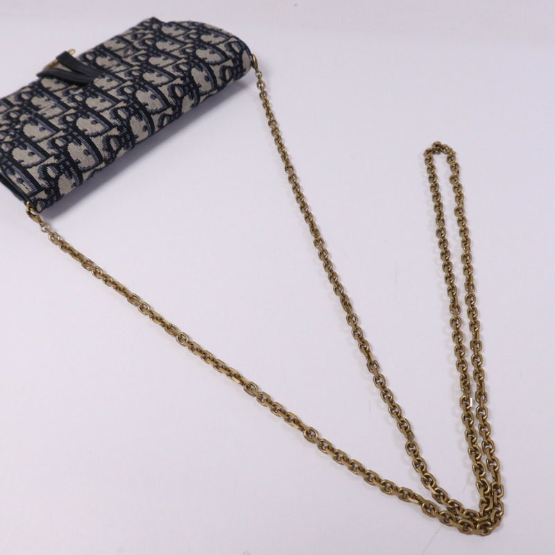 Dior 帆布Dior Oblique金扣鏈帶肩背袋-8