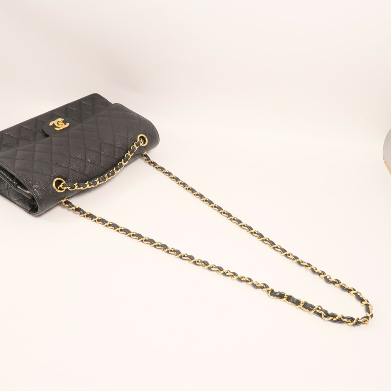 CHANEL 牛皮皮革Classic 25金扣鏈帶肩背袋-7