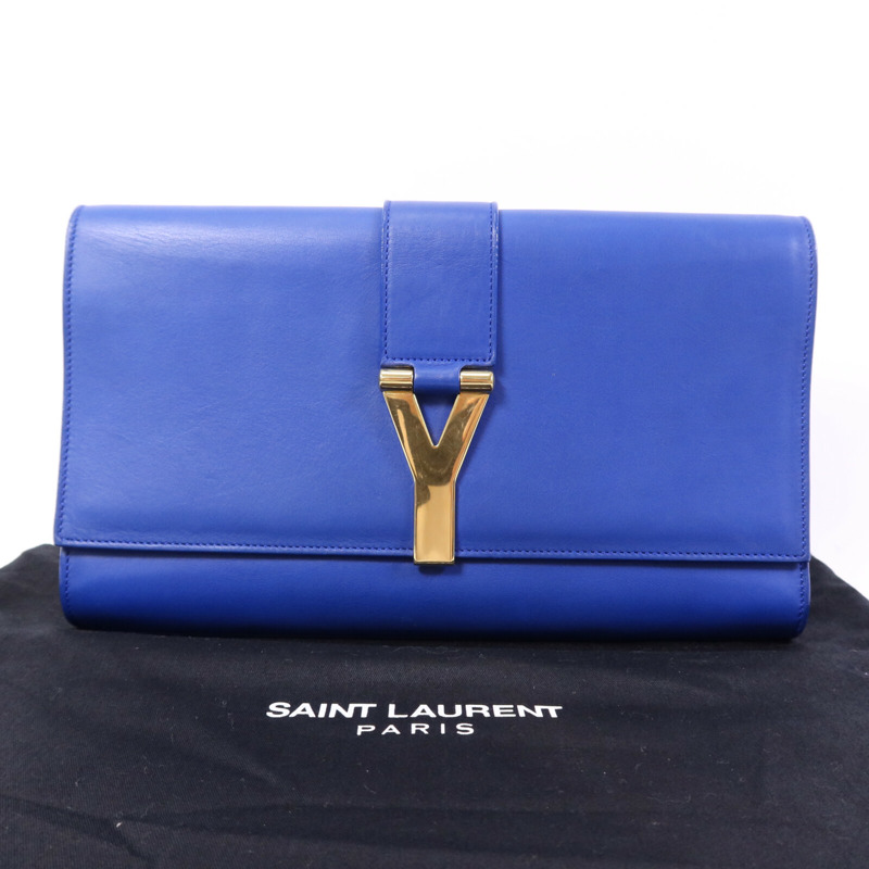 YVES SAINT LAURENT 牛皮皮革Clutch金扣手拿包-8