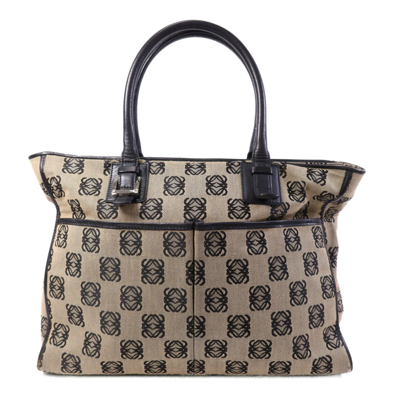 LOEWE 帆布Hand Bag銀扣手挽袋-0