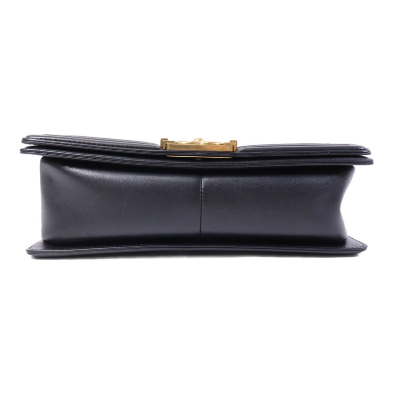 CHANEL 羊皮皮革Boy 25金扣鏈帶肩背袋-3