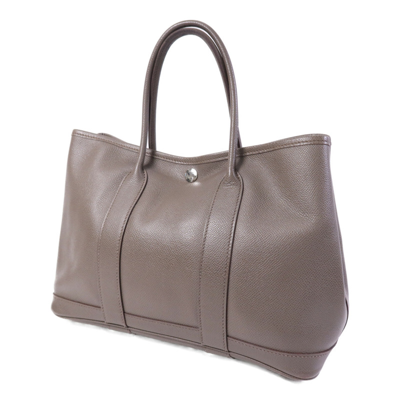 HERMES Epsom皮革Garden Party TPM銀扣手挽Etoupe袋-2