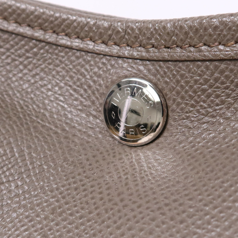 HERMES Epsom皮革Garden Party TPM銀扣手挽Etoupe袋-6