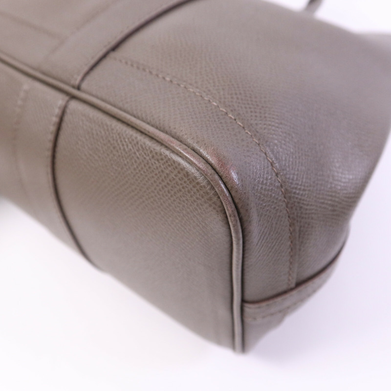 HERMES Epsom皮革Garden Party TPM銀扣手挽Etoupe袋-10